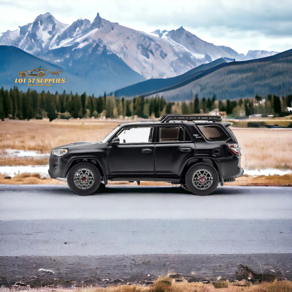 Toyota 4 Runner SUV 4x4 Off Road in Matte Black 1:64 Diecast by GCD Scenic Side View