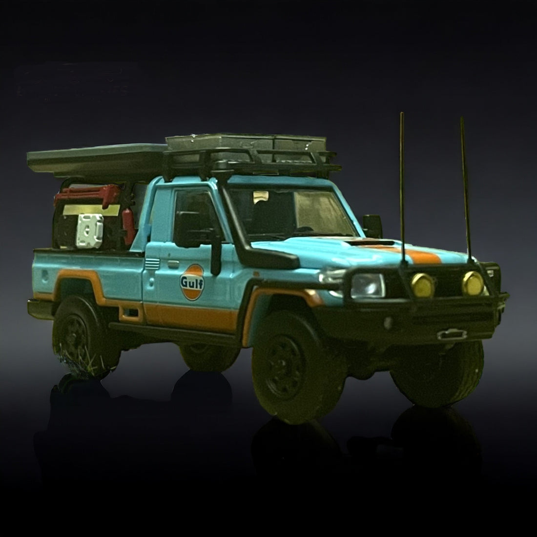 Toyota Land Cruiser LC79 Gulf Livery 1:64 by AutoBots Models Passenger Angle View