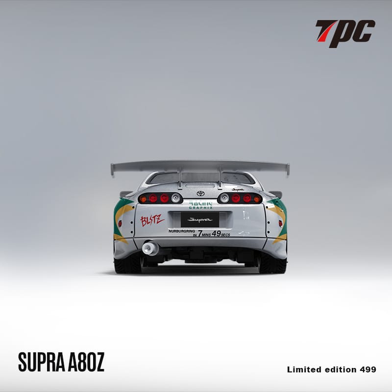 Toyota Supra A80Z with Figurine 1:64 Scale Diecast Model by TPC Rear View