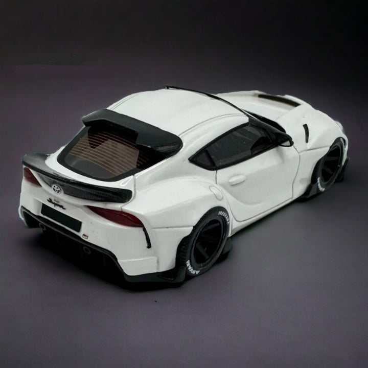 Toyota Supra GR in White 1:64 Resin model by ATOZ Rear Angle View