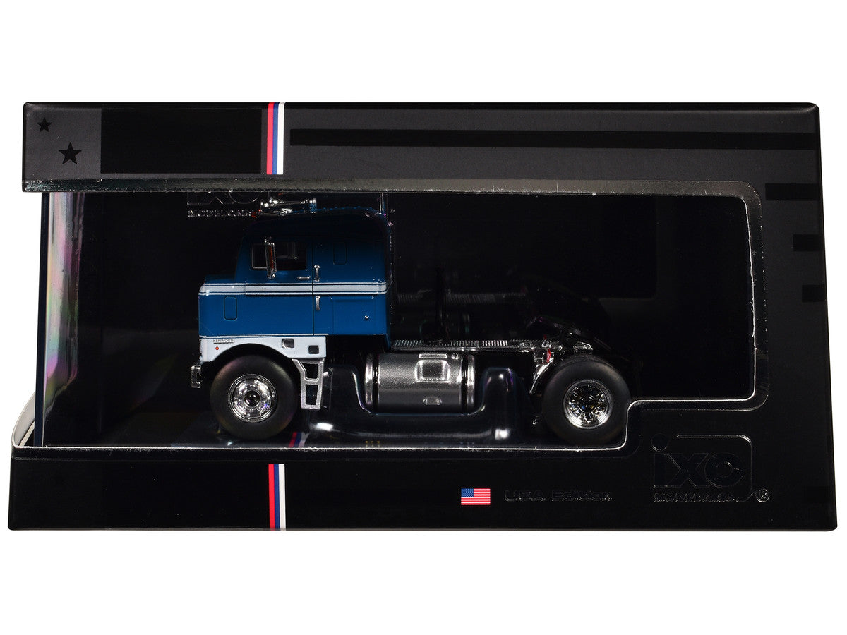 1950 Kenworth Bullnose Truck Tractor Blue with White Stripes 1/64 Diecast Model by IXO Models-2