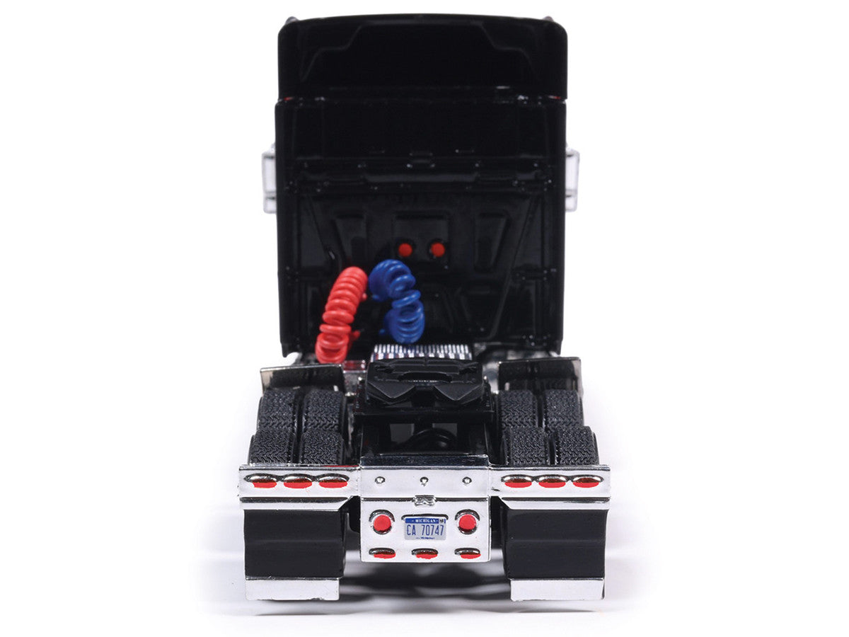 International 2010 Lonestar Truck Tractor Black with Flame Graphics 1/64 Diecast Model by IXO Models 2
