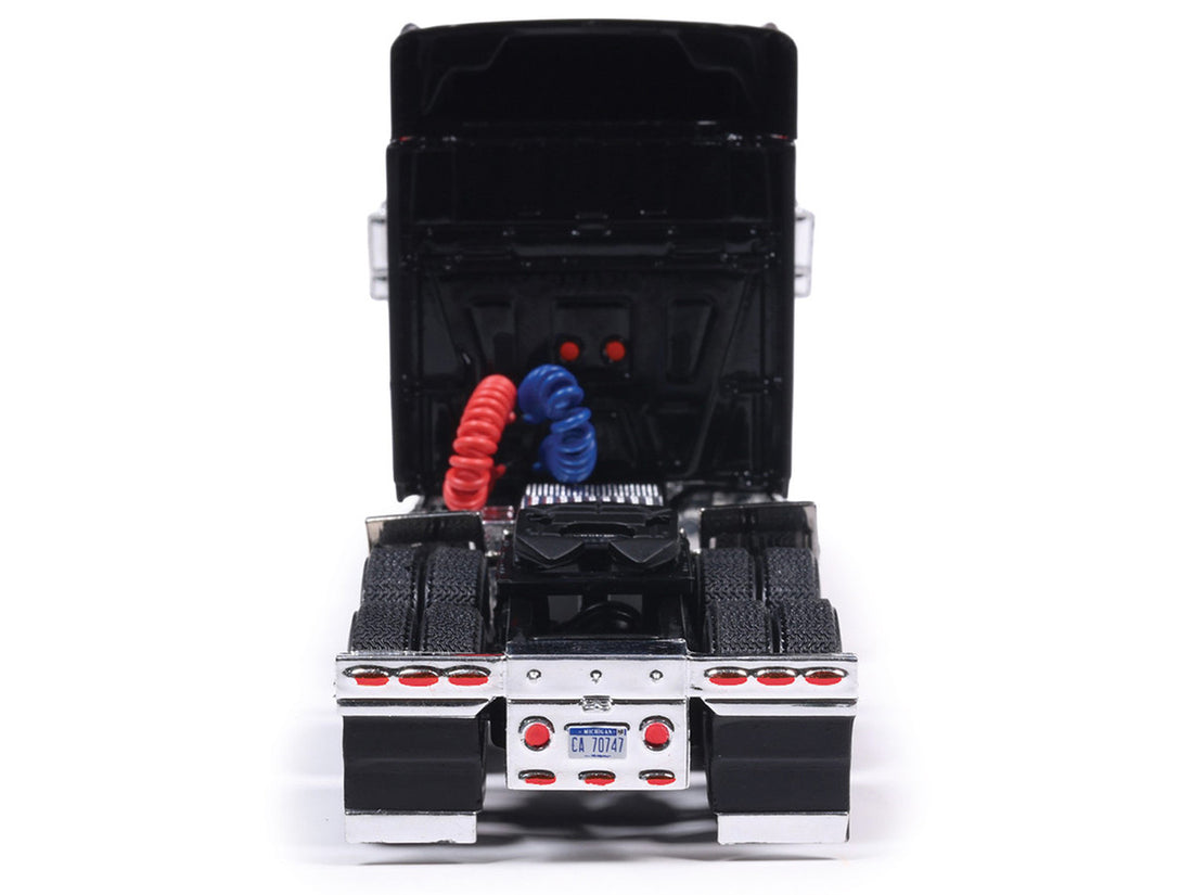 International 2010 Lonestar Truck Tractor Black with Flame Graphics 1/64 Diecast Model by IXO Models 2