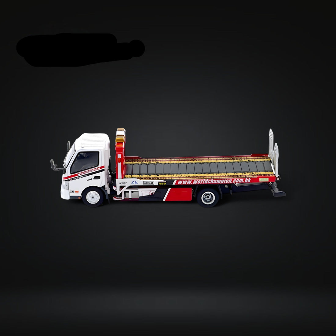 Hino 300 Dutro Flatbed Flatbed Tow Truck in WORLD CHAMPION Livery 1:64 by Unique Model 2