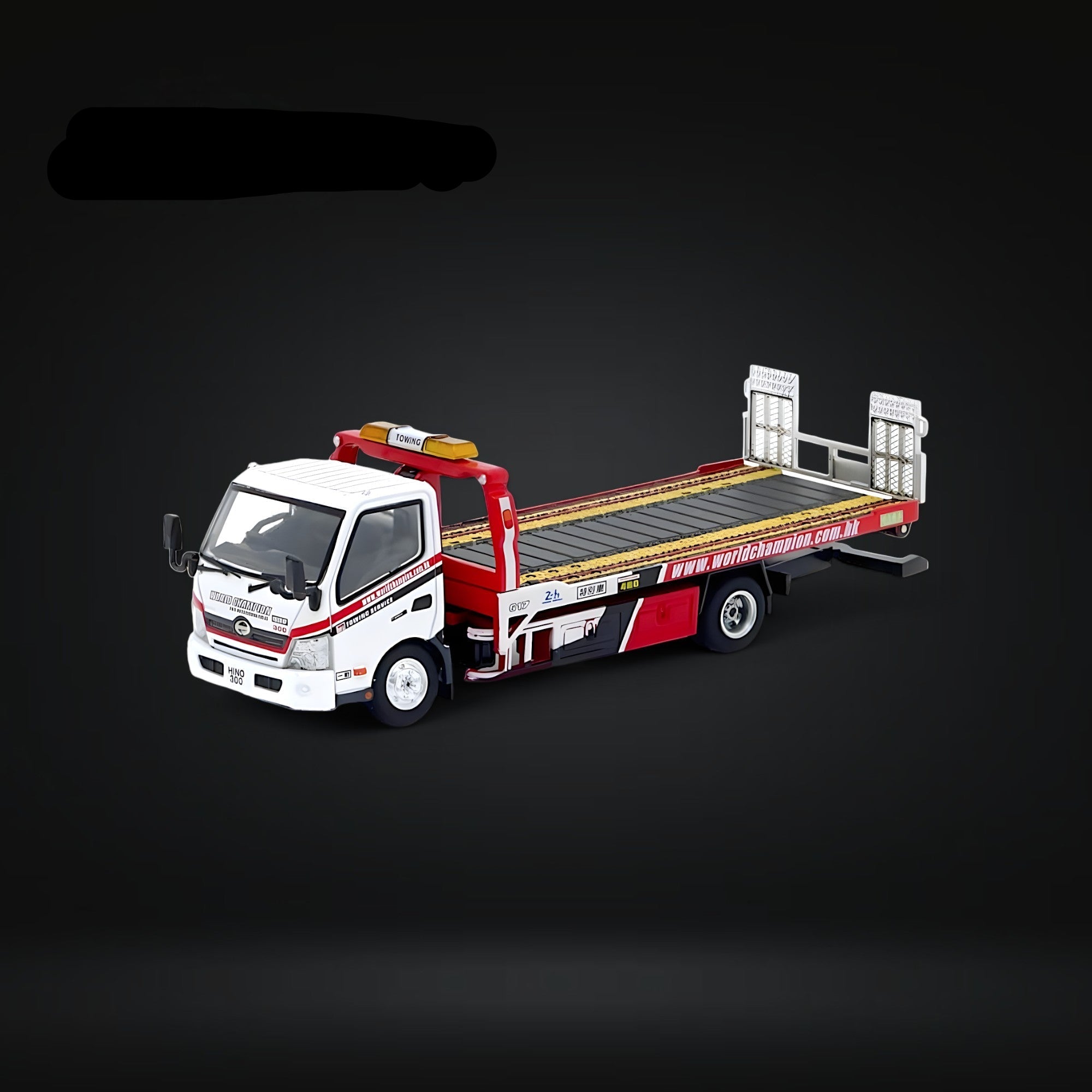 ミニカー HINO300 world champion flatbed tow truck Preorder] Unique Model × Tiny City HINO 300 World Champion