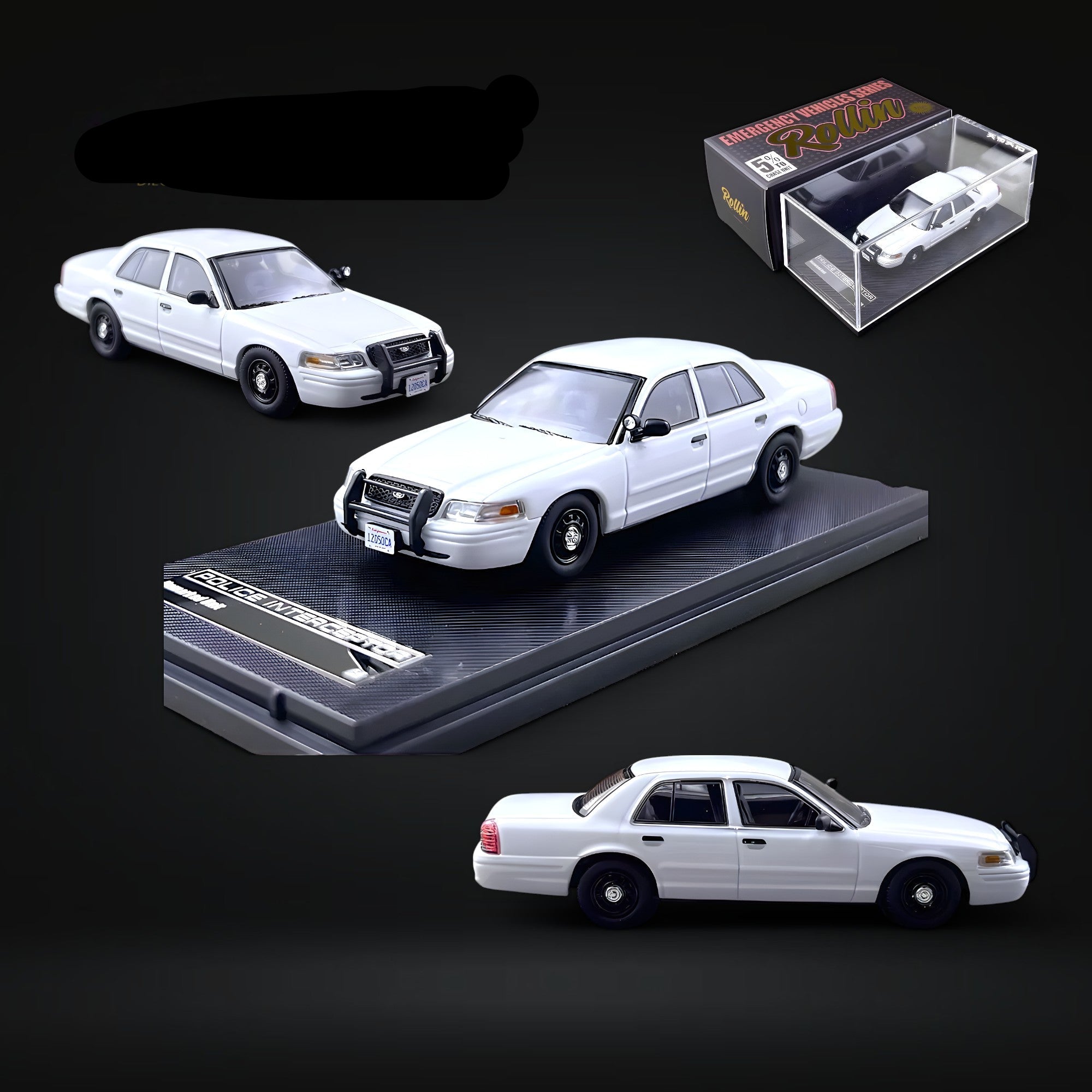 Ford Crown Victoria White Undercover Unmarked Police Car 1:64 by Rollin