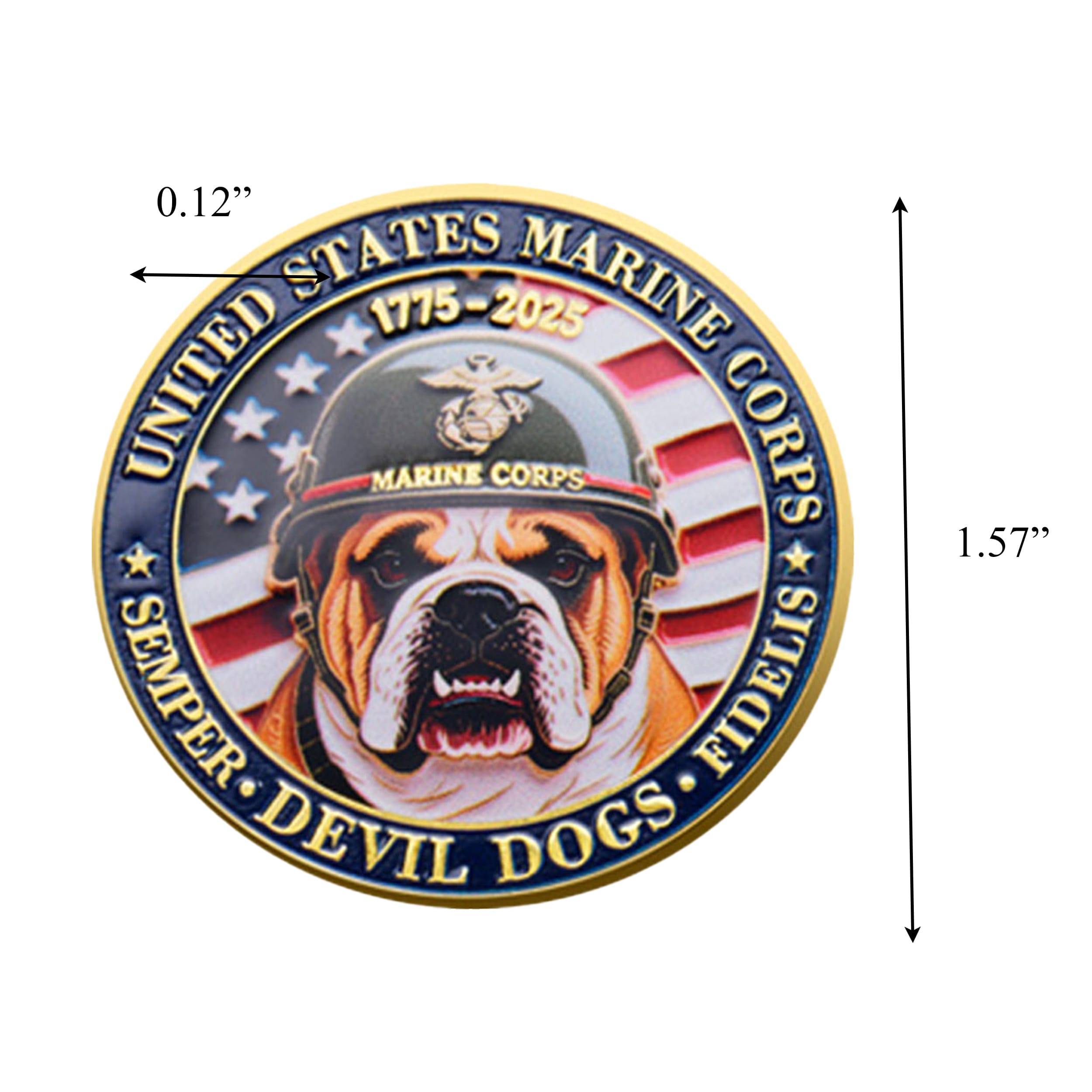 Bulldog Design US Marine Corps 250th Anniversary Challenge Gold Plated Coin 5