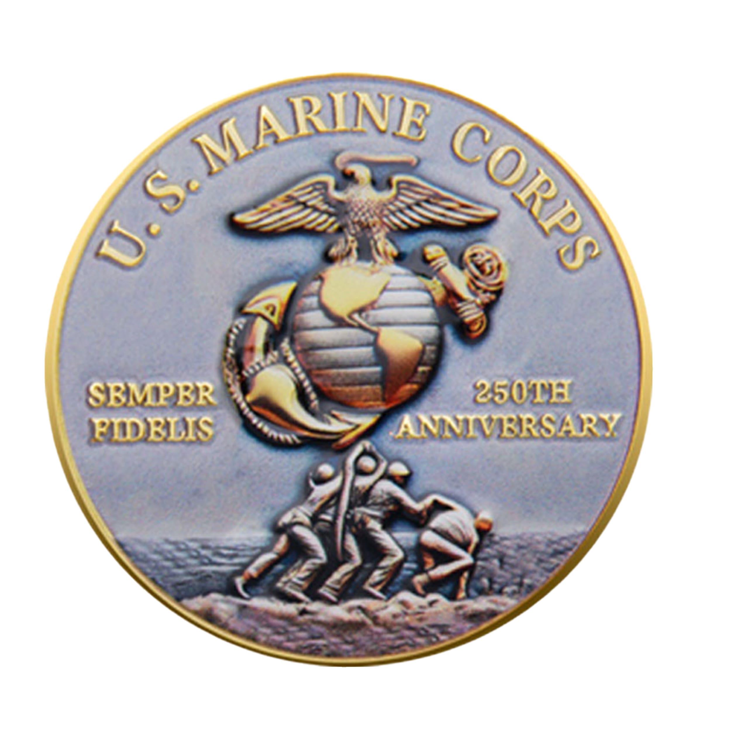 Bulldog Design US Marine Corps 250th Anniversary Challenge Gold Plated Coin 3