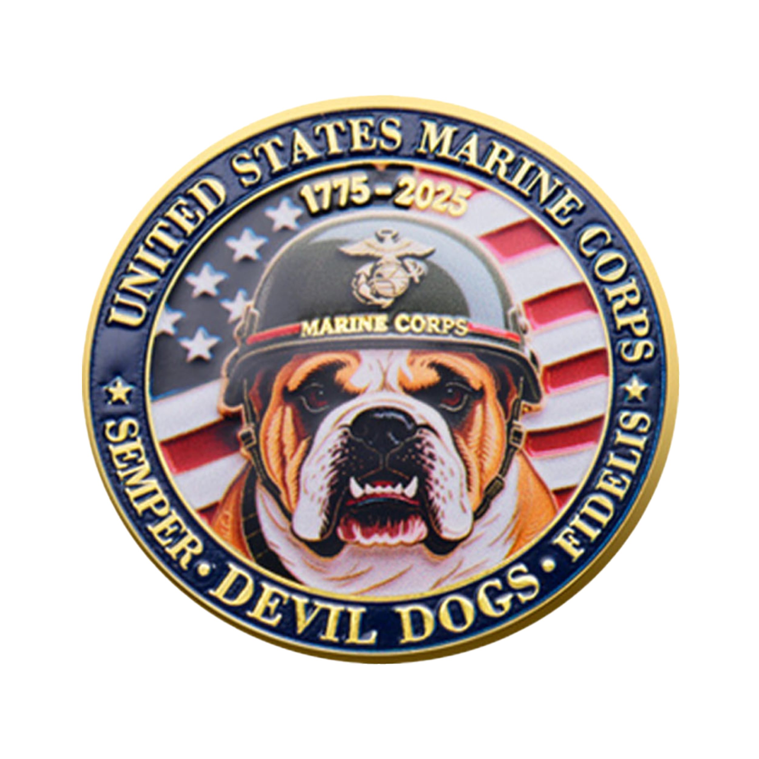Bulldog Design US Marine Corps 250th Anniversary Challenge Gold Plated Coin 4