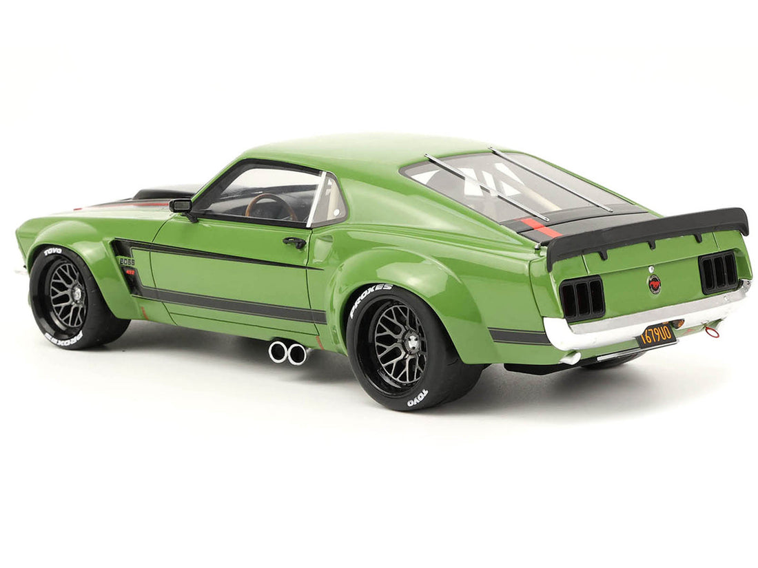 1970 Ford Mustang Widebody "By Ruffian" Green with Black Stripes 1/18 Model Car by GT Spirit for ACME-2