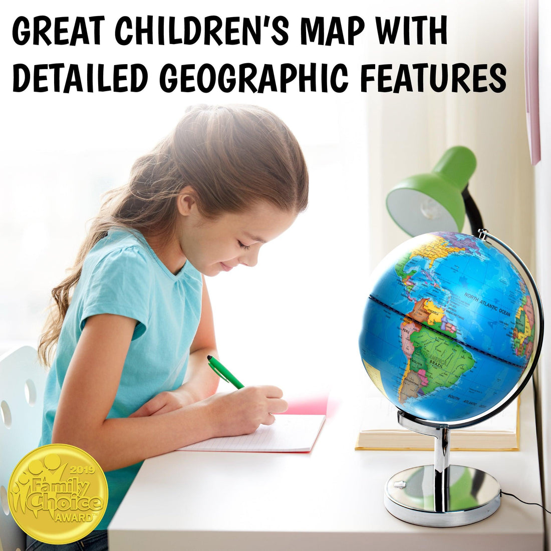 Illuminated Globe for Kids Learning - 9" Diameter by USA Toyz 4