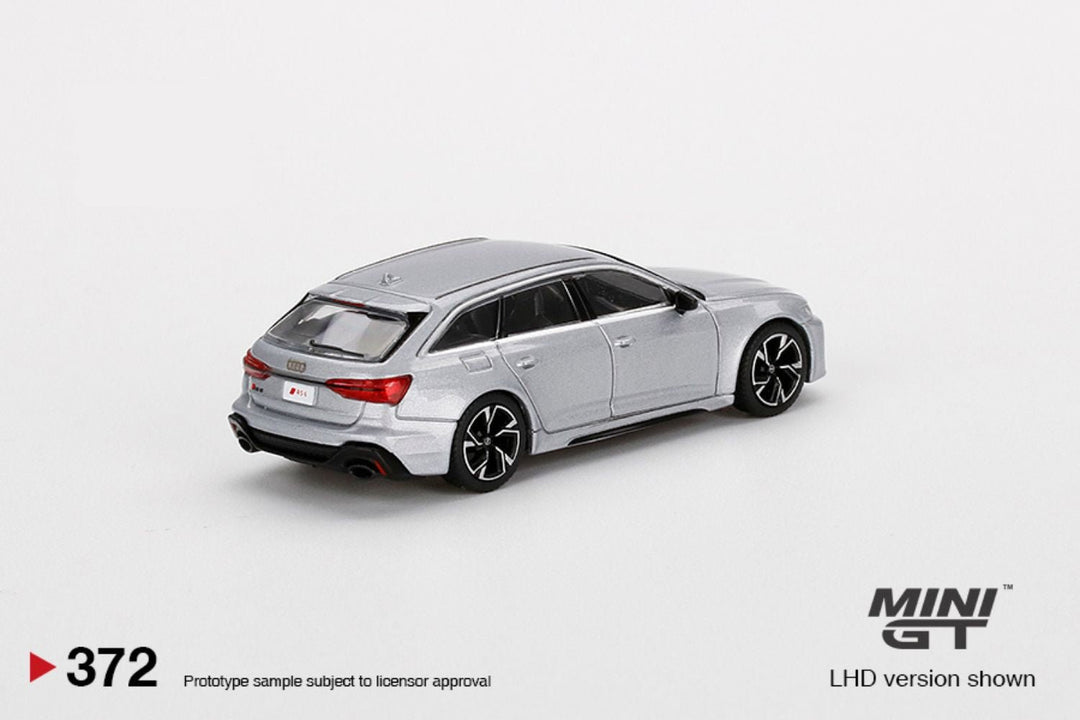 Audi RS 6 Avant Carbon Black Edition Florett Silver Limited Edition 1:64 by Mini-GT Angled Rear View