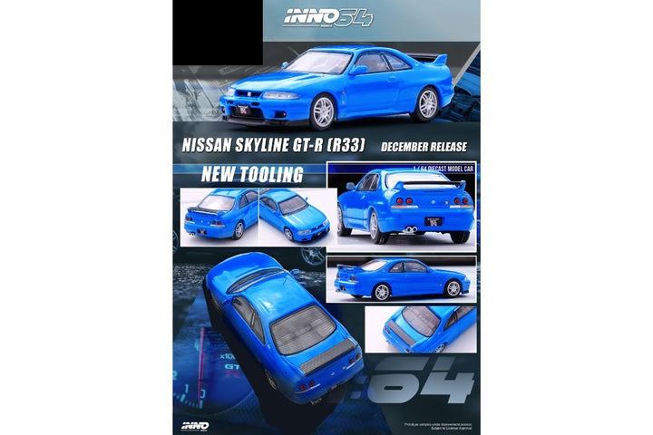 Nissan Skyline GT-R (R33) in Blue 1:64 by Inno64 Multi