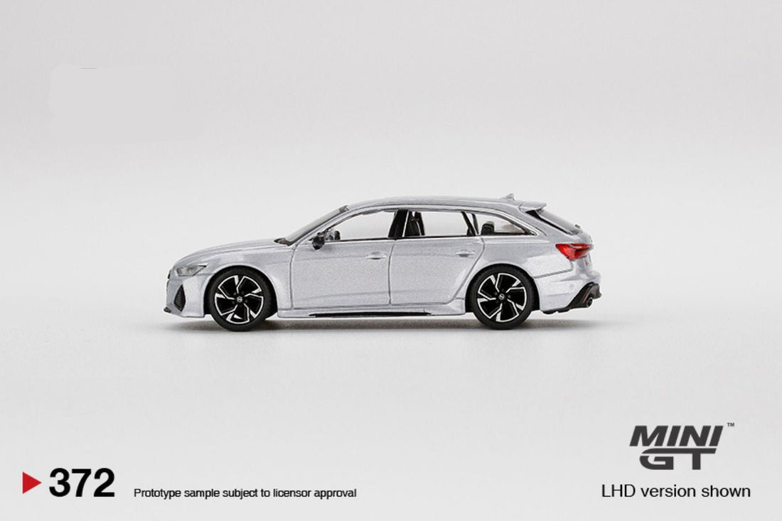 Audi RS 6 Avant Carbon Black Edition Florett Silver Limited Edition 1:64 by Mini-GT Side View