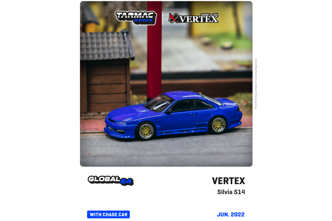 Nissan Silvia S14 Blue Metallic 1:64 by Tarmac Works Global64 VERTEX