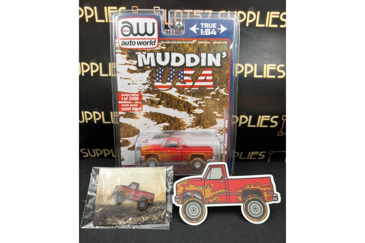 Chevrolet 1983 Silverado K10 4x4 Muddy LIFTED Squarebody 1:64 With Pin & Sticker V2