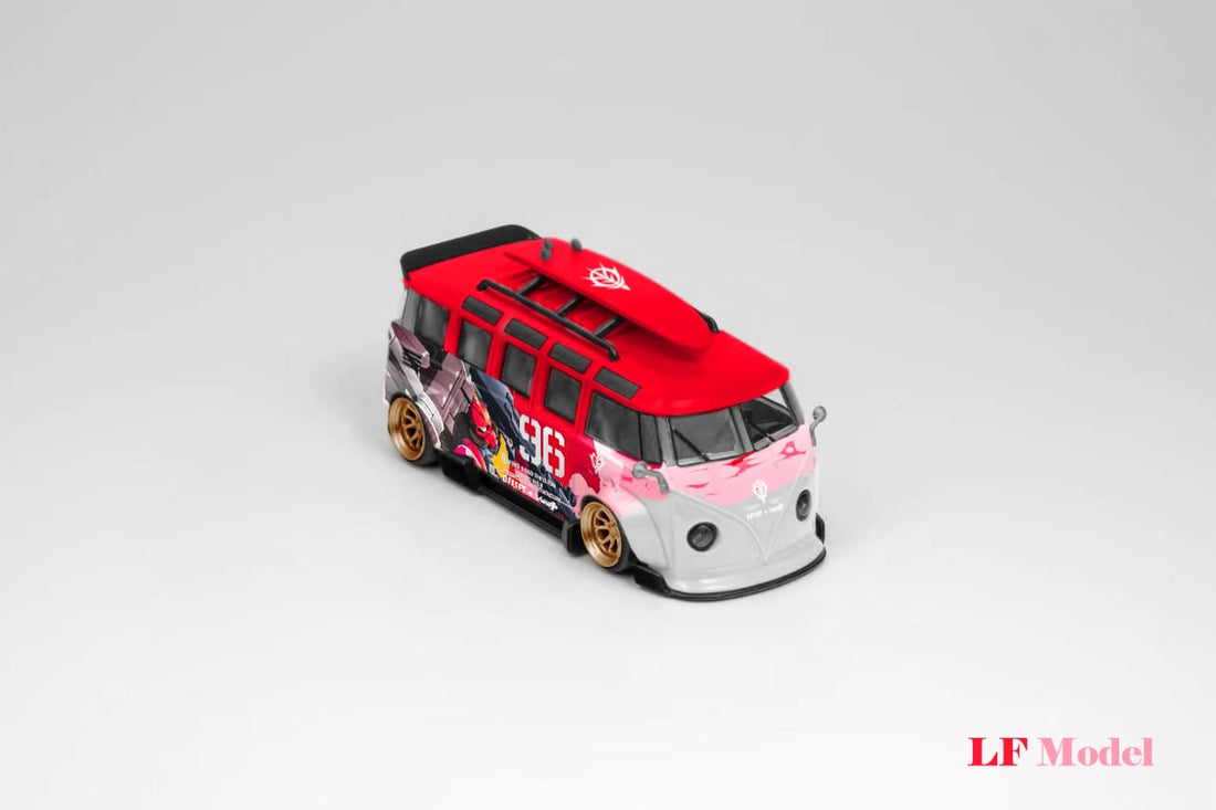 Volkswagen T1 Kombi Widebody with Surfboard in Akiba #96 Livery 1:64 Diecast by LF Model - 3