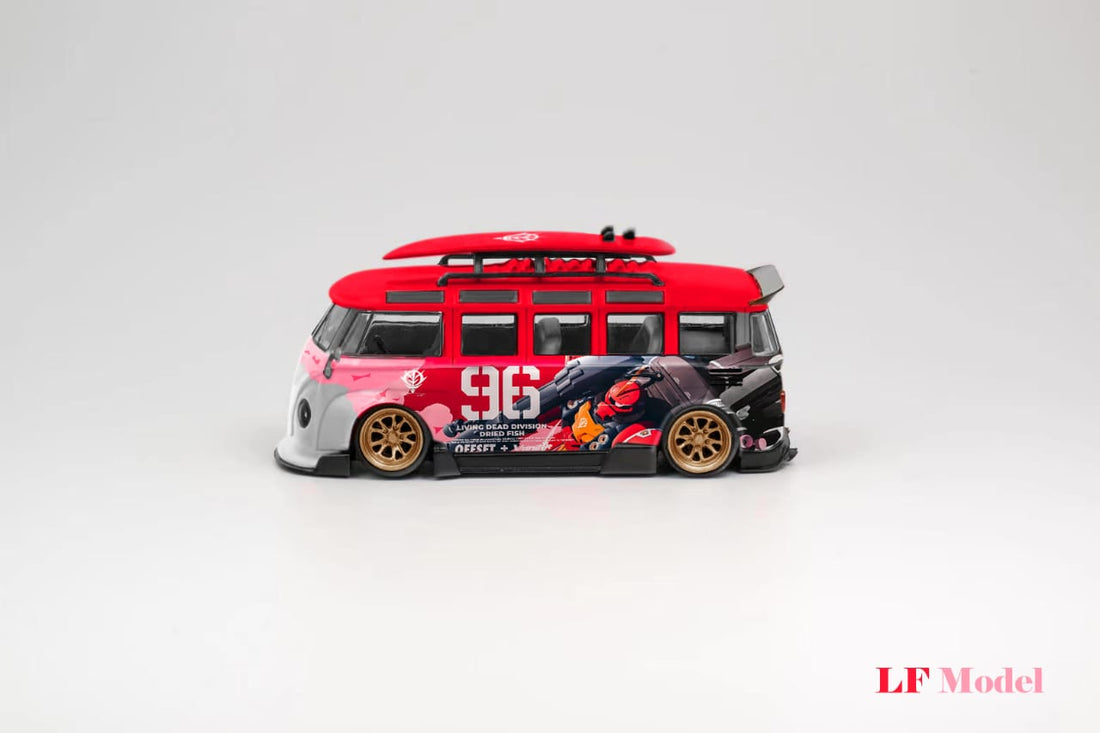 Volkswagen T1 Kombi Widebody with Surfboard in Akiba #96 Livery 1:64 Diecast by LF Model - 4