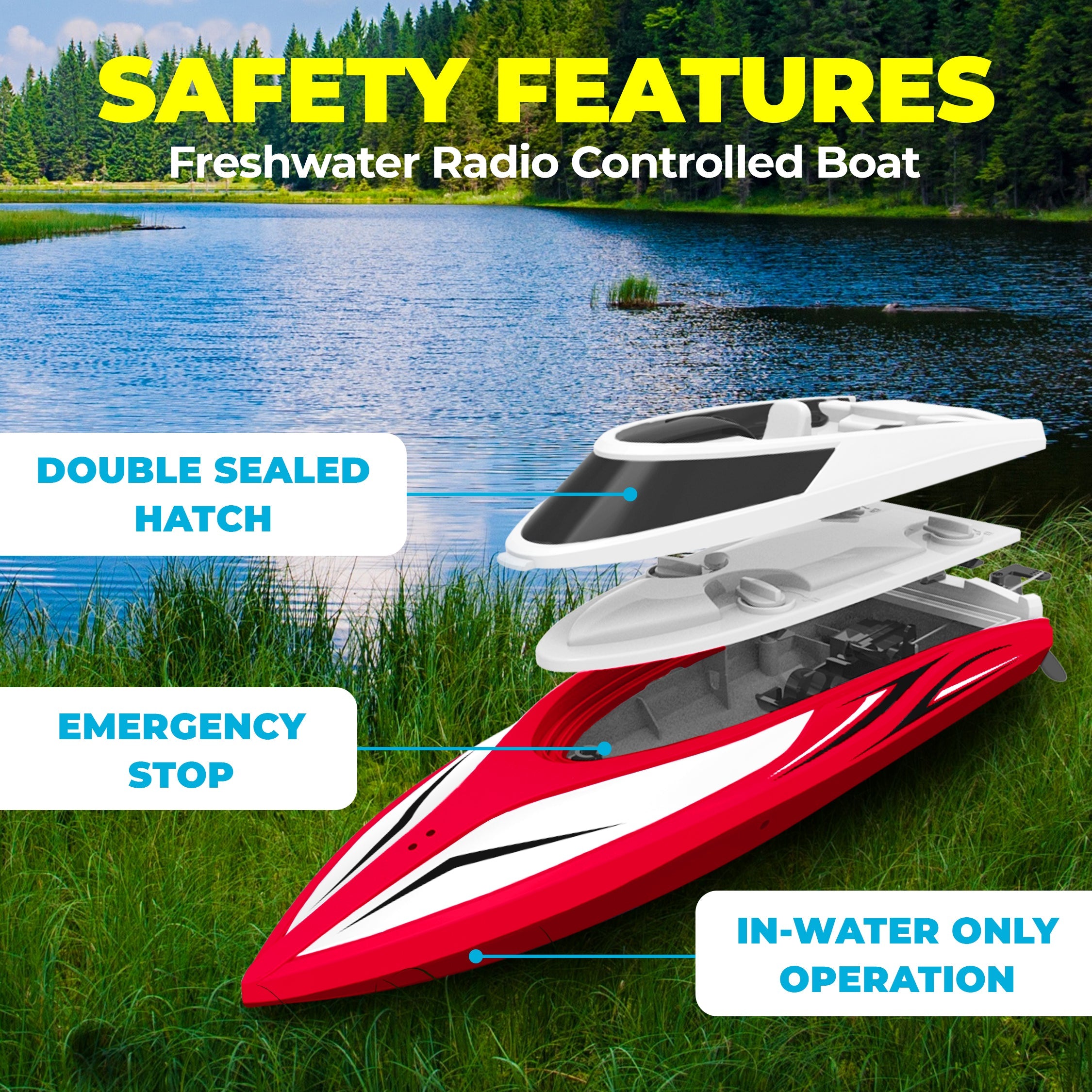 Force1 Velocity H102 Remote Control (RC) Boat - Red