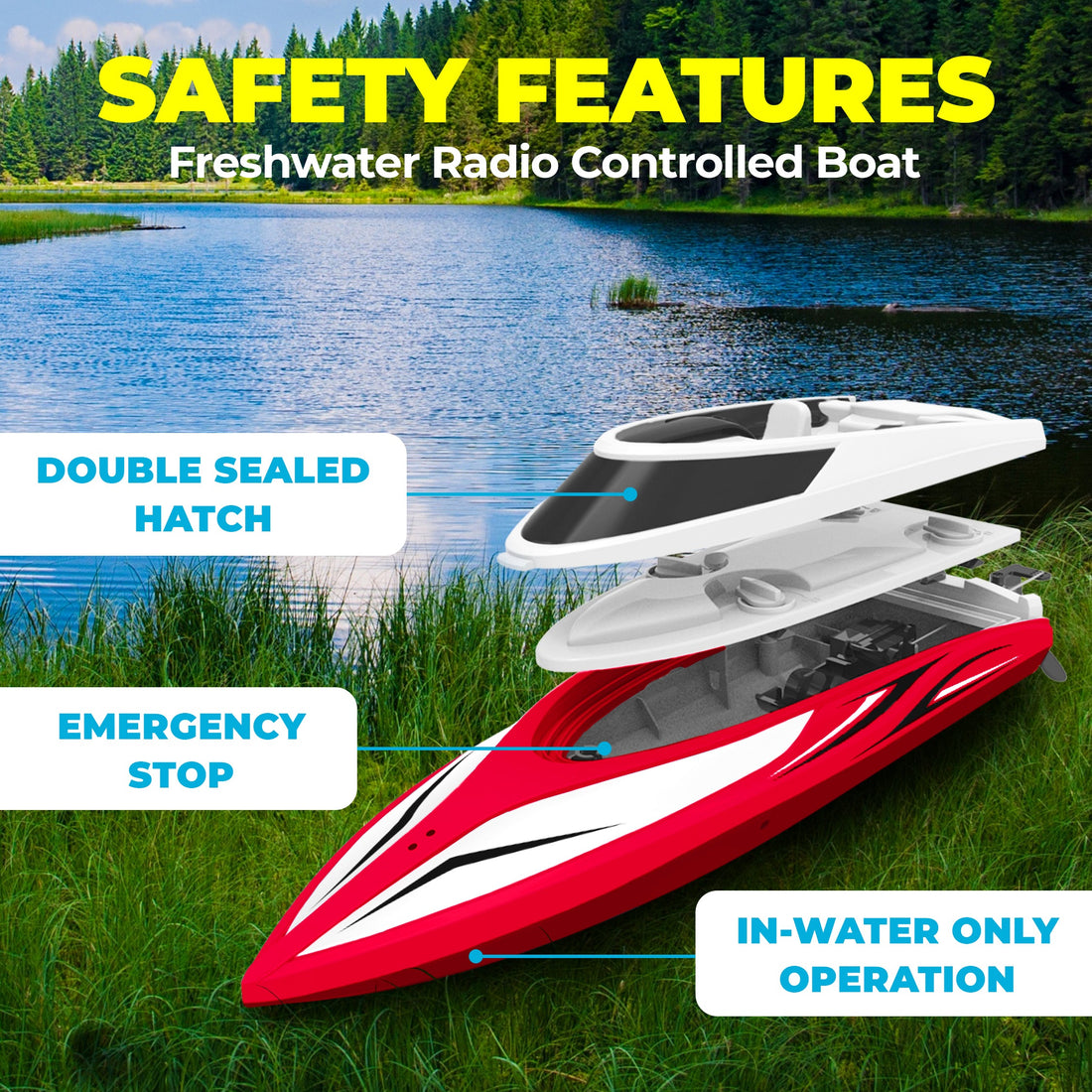 Force1 Velocity H102 Remote Control (RC) Boat - Red