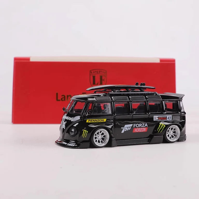 Volkswagen T1 Kombi WideBody with Surfboard in Forza Monster Livery 1:64 Scale Diecast Model by LF Model