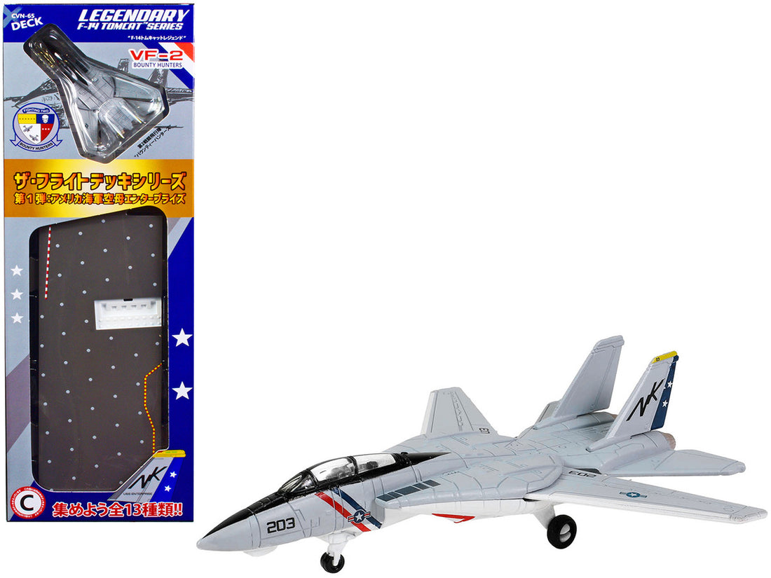 Grumman F-14 Tomcat Fighter Aircraft "VF-2 Bounty Hunters" and Section C of USS Enterprise (CVN-65) Aircraft Carrier Display Deck "Legendary F-14 Tomcat" Series 1/200 Diecast Model by Forces of Valor-0