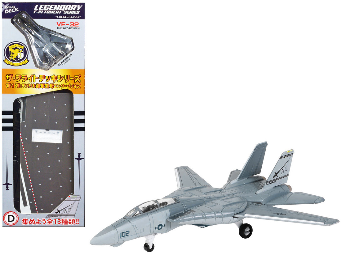 Grumman F-14 Tomcat Fighter Aircraft "VF-32 The Swordsmen" and Section D of USS Enterprise (CVN-65) Aircraft Carrier Display Deck "Legendary F-14 Tomcat" Series 1/200 Diecast Model by Forces of Valor-0