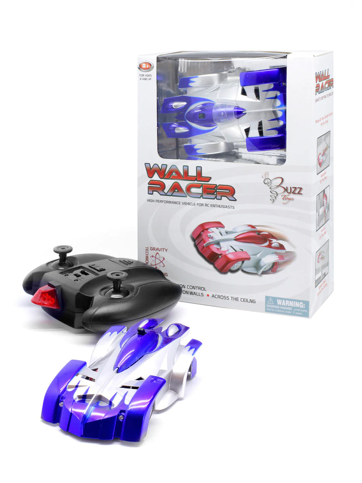 Wall RacerX Remote Control Car by Buzz Retail Packaging with car in blue.
