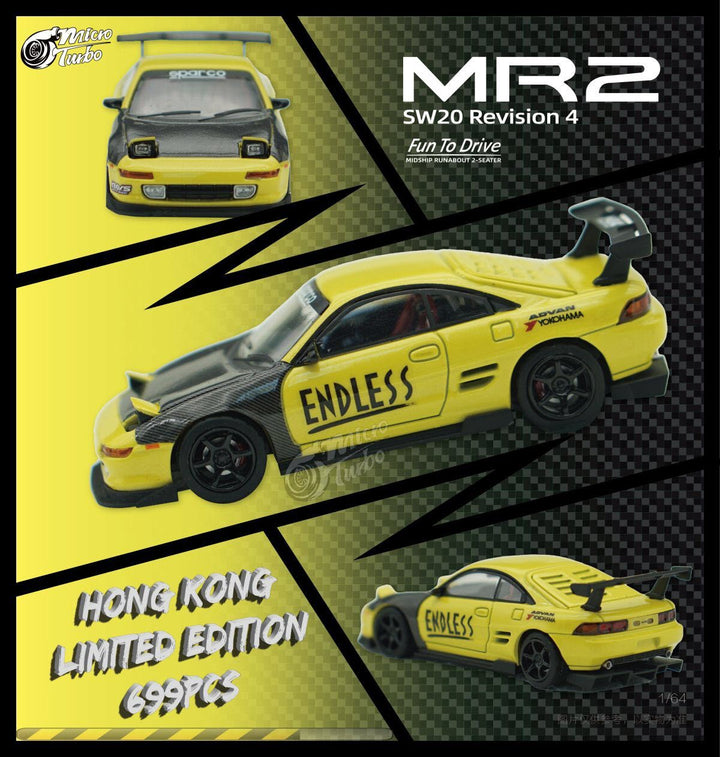 Toyota MR2 Customized in Yellow ENDLESS Limited to 699 Pcs 1:64 by MicroTurbo