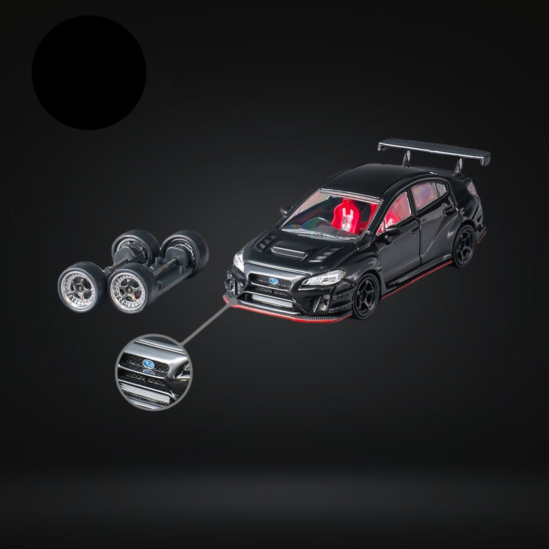 Subaru WRX STI Body Kit Black 1:64 by CM Model CM64-STI-03 Front View