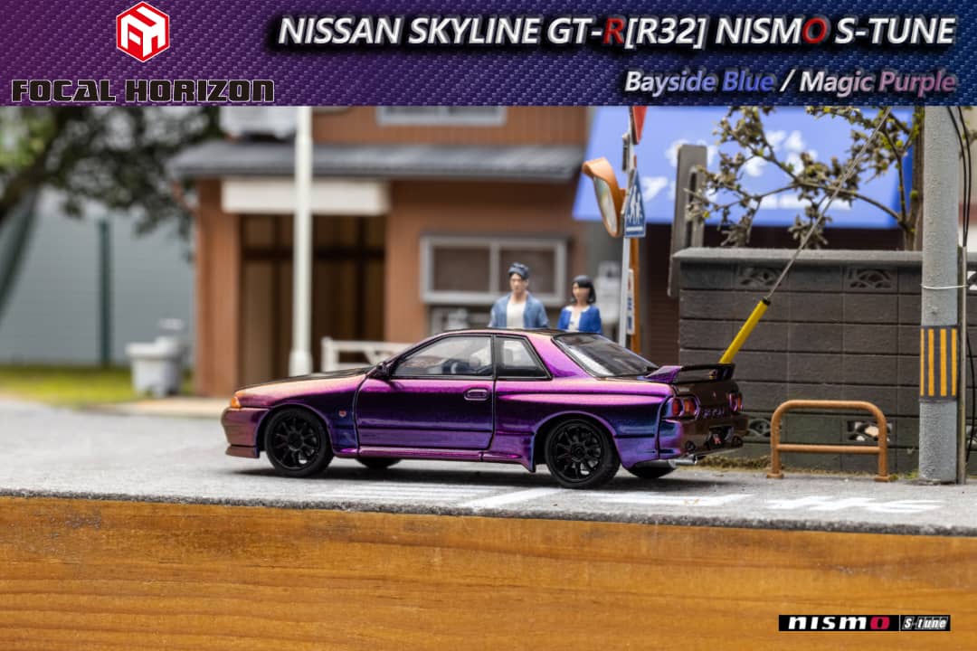 Nissan Skyline R32 GT-R 3rd Gen S-Tune Magic Purple 1:64 by Focal Horizon Scene Side View