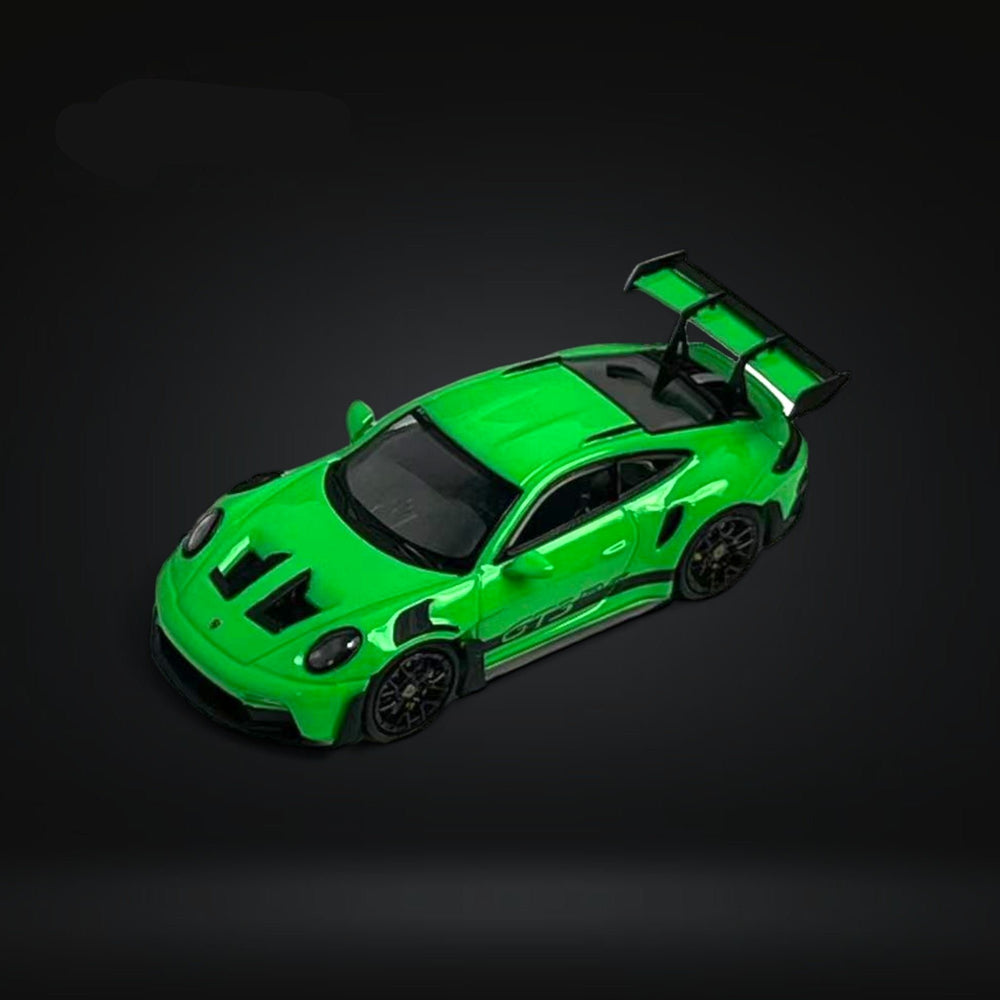 Porsche 911 992 GT3 RS Lizard Green 1:64 by SOLO Angled Front View