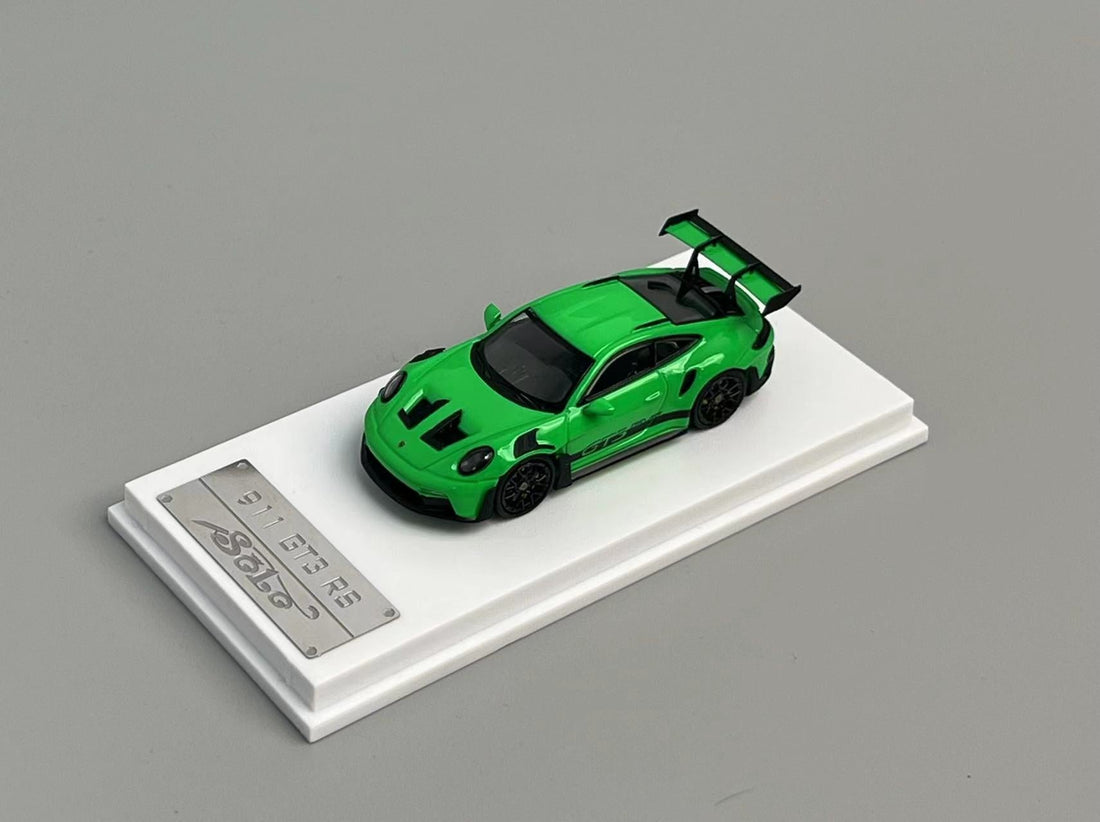 Porsche 911 992 GT3 RS Lizard Green 1:64 by SOLO Mounted Front Angle View