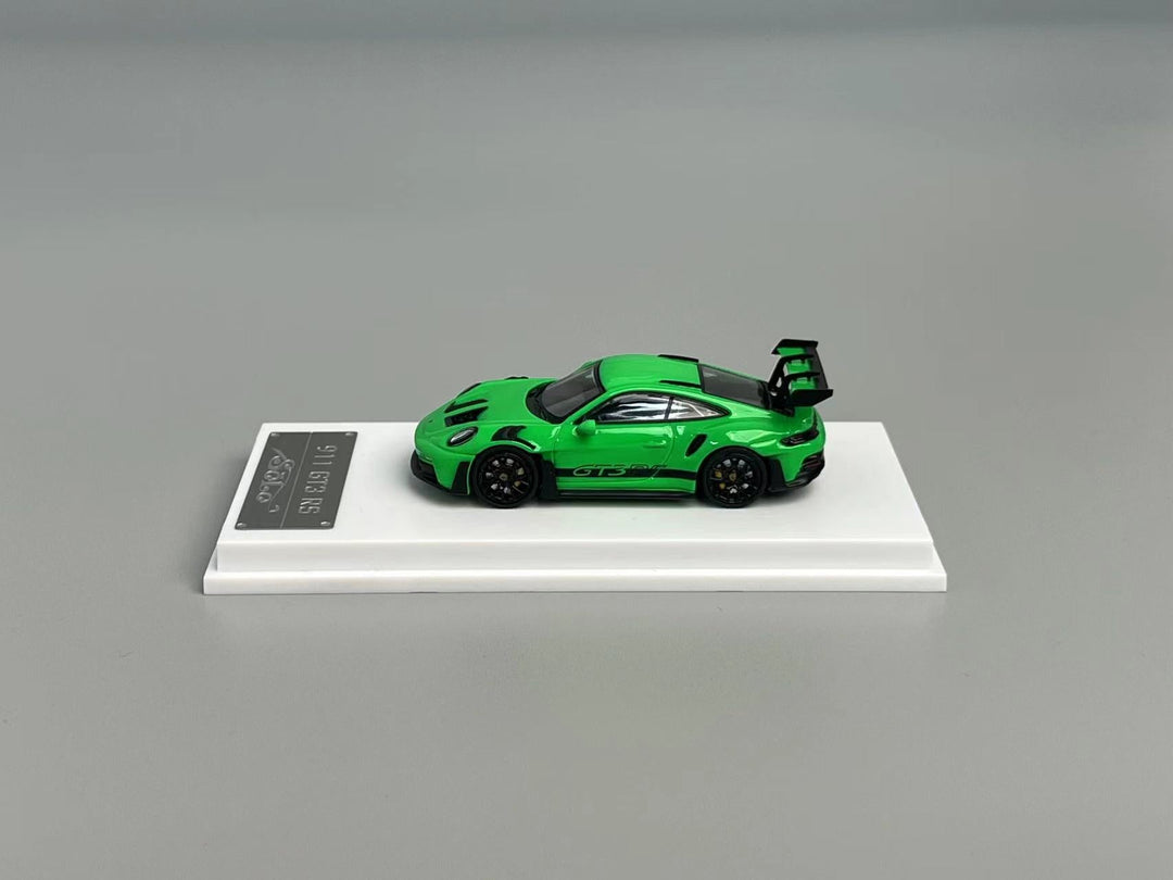 Porsche 911 992 GT3 RS Lizard Green 1:64 by SOLO Mounted Front View