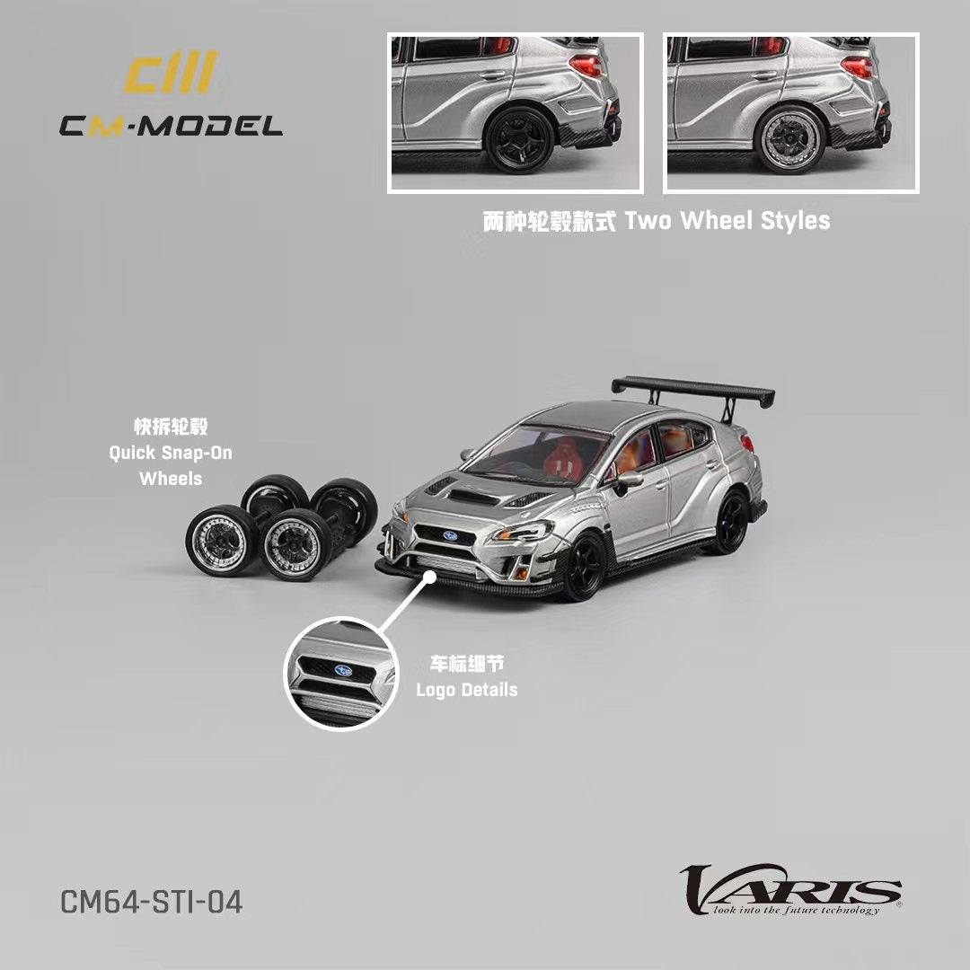 Subaru WRX STI Varis Widebody in Silver 1:64 by CM Model CM64-STI-04 Wheel Styles