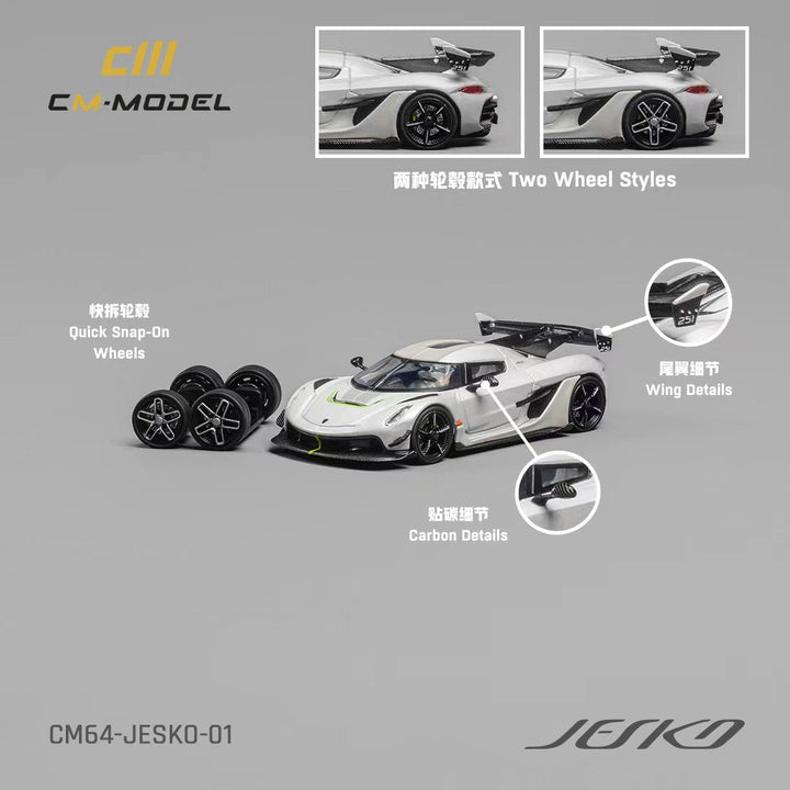 Koenigsegg Jesko Attack in Pearl White 1:64 CM64-jesko-01 by CM Model Item View