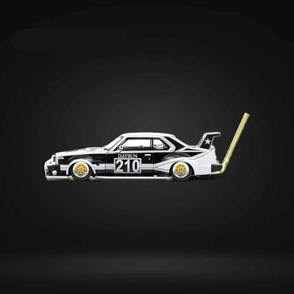 Nissan Skyline C210 BOSOZOKU Style Matt Black 1:64 PR6400073 by Pop Race Side View