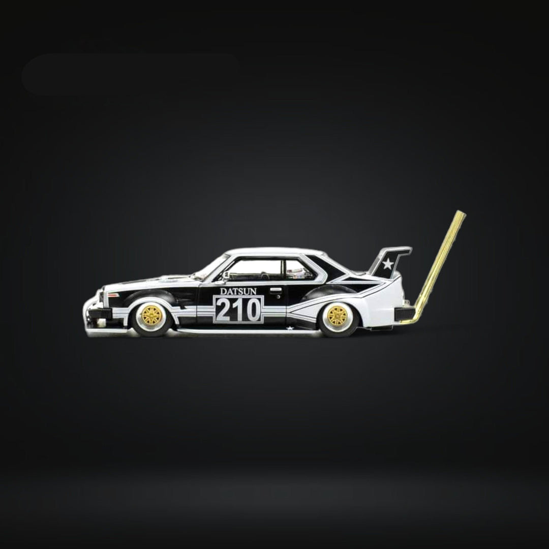 Nissan Skyline C210 BOSOZOKU Style Matt Black 1:64 PR6400073 by Pop Race Side View