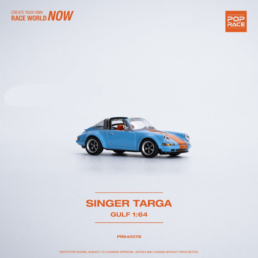 Porsche Singer Targa Gulf PR640078 1:64 by Pop Race Angled Front View