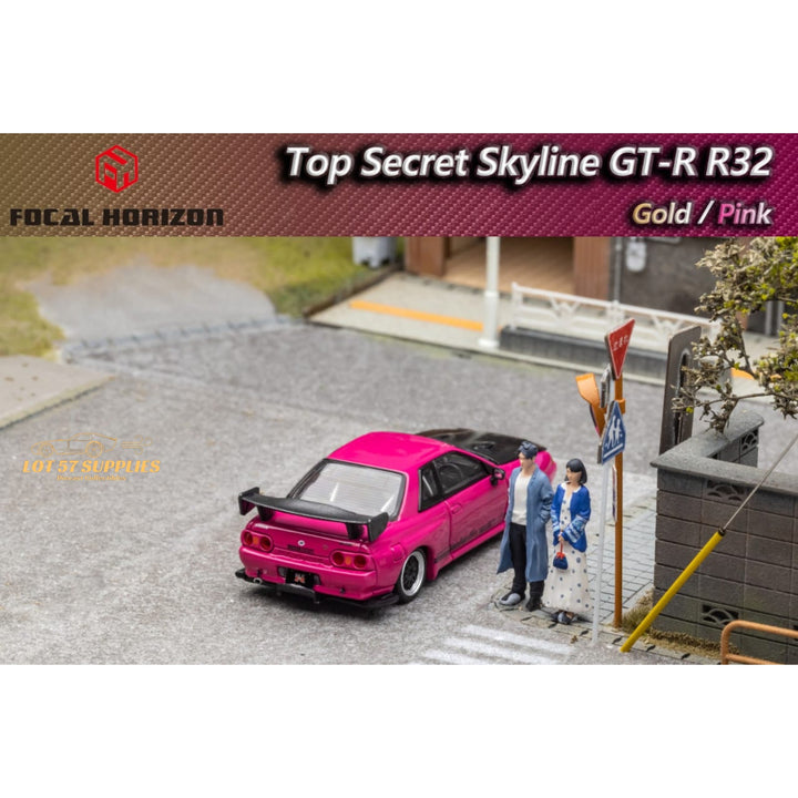 Nissan Skyline GT-R R32 Top Secret Pink 1:64 by Focal Horizon Scene Rear View