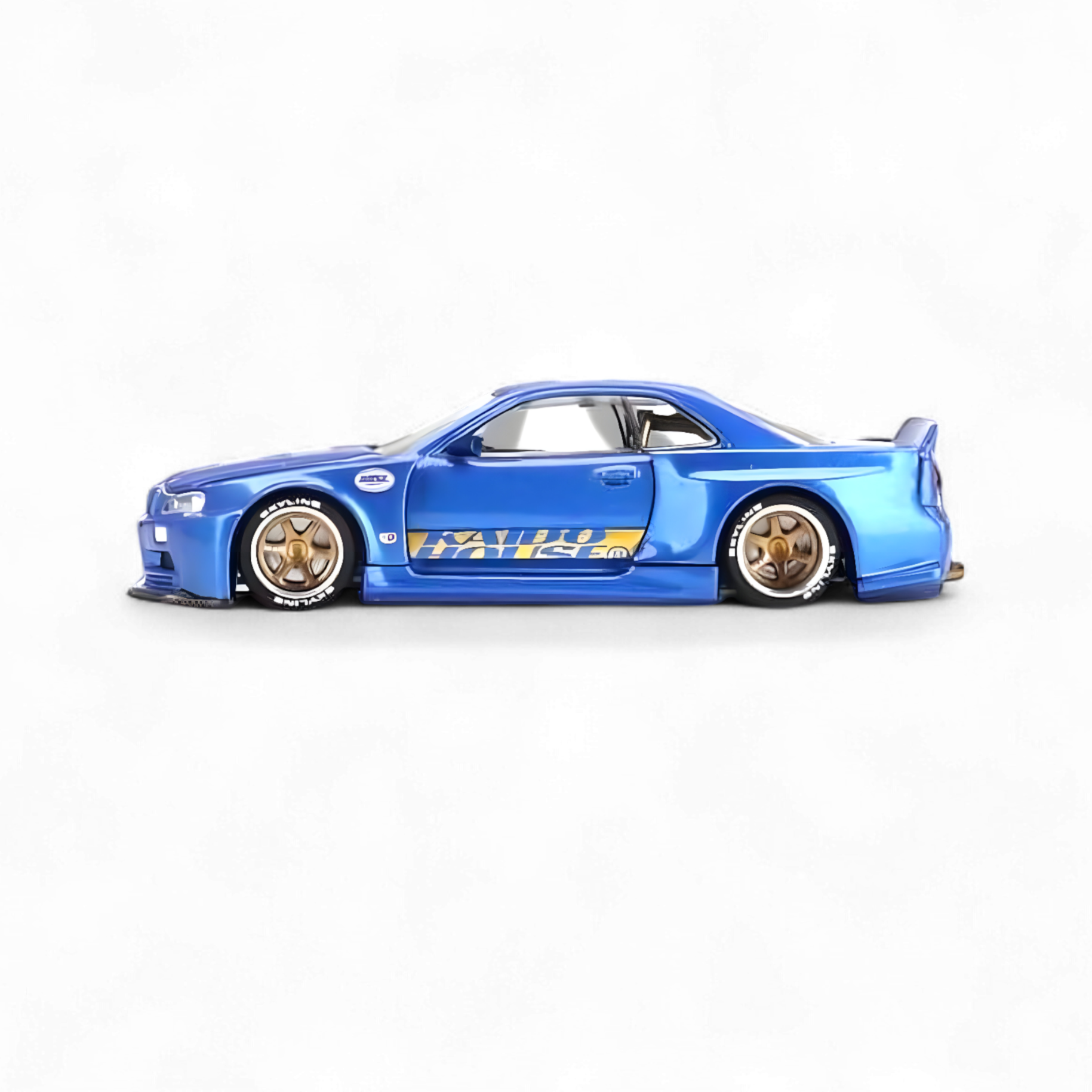 Nissan Skyline GT-R R34 V2 SHINJUKU BLUE 1:64 by Mini GT x Kaido House  2