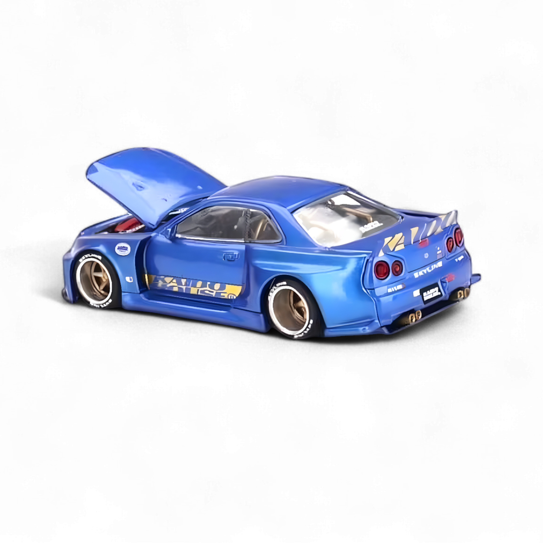 Nissan Skyline GT-R R34 V2 SHINJUKU BLUE 1:64 by Mini GT x Kaido House  3