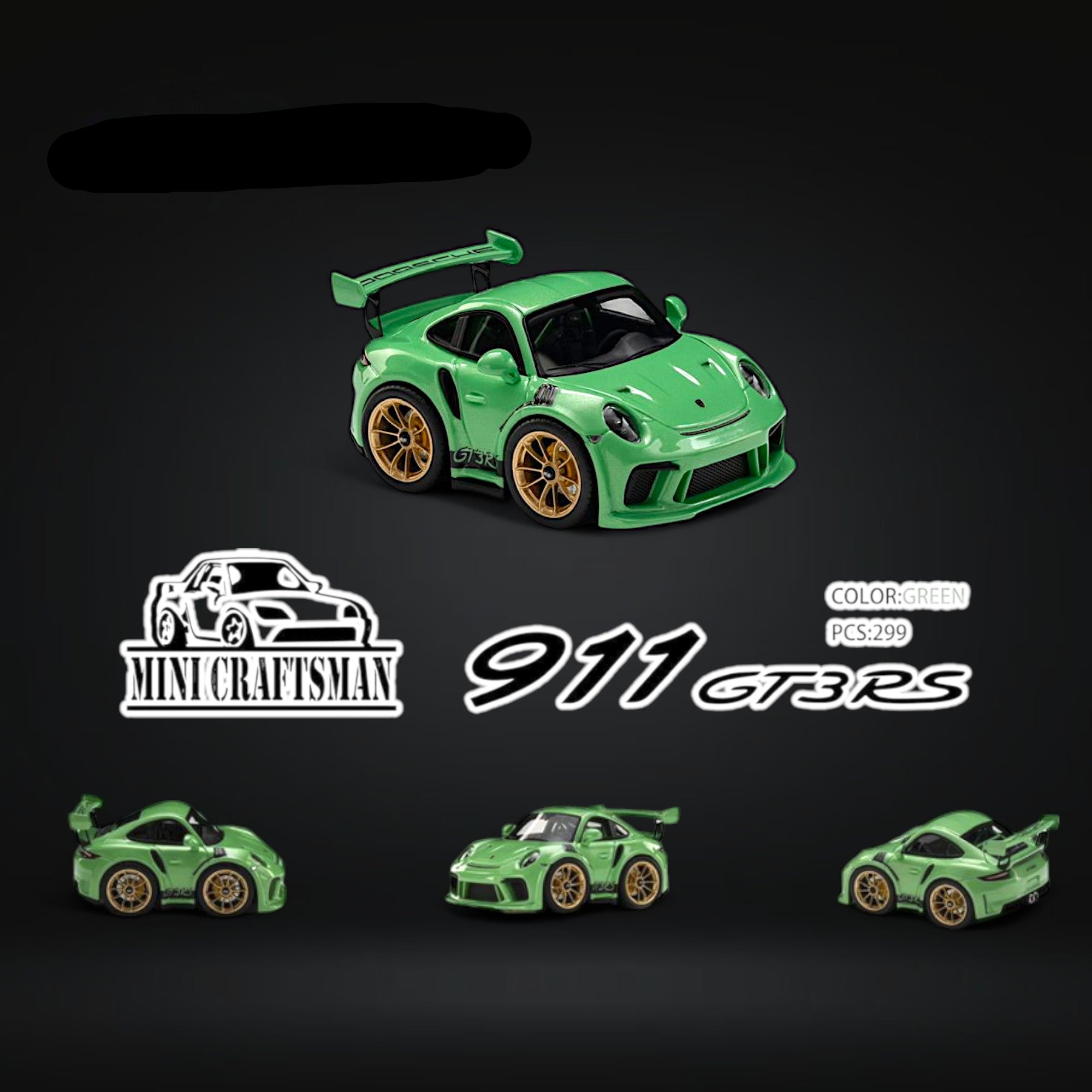 Porsche 911 GT3 RS Egg Cart GREEN Limited to 299 PCS 1:64 Resin by MINICRAFTSMAN
