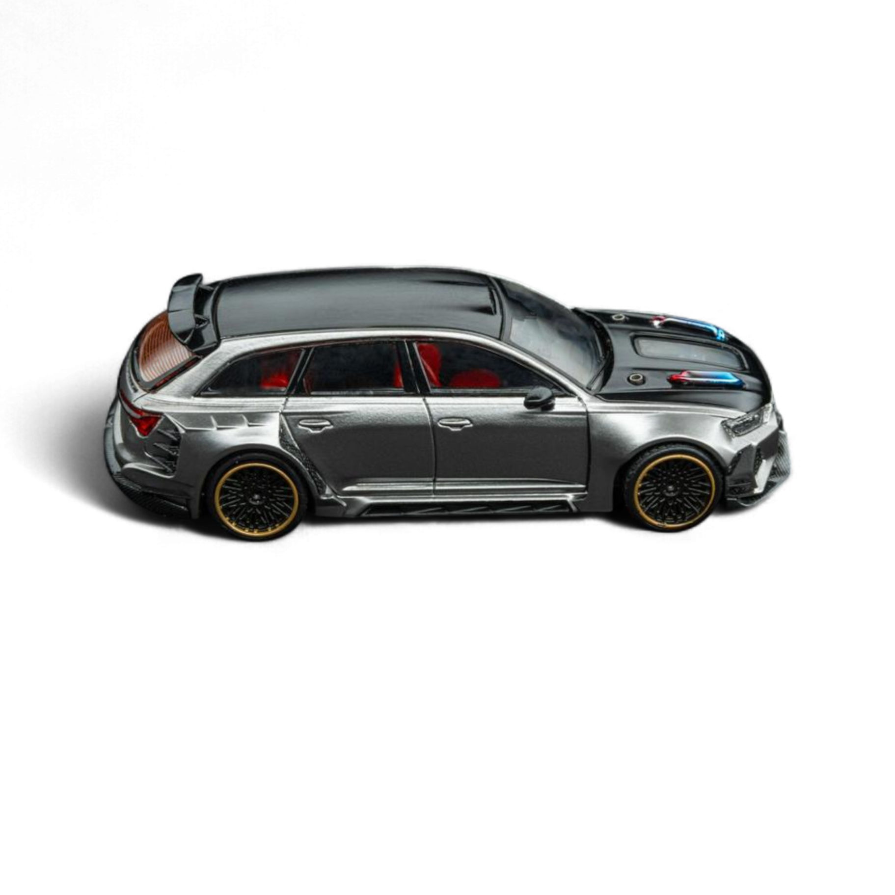 Audi Modified RS6 Wagon Silver/Gray With Ferrari Engine & Openable Hood 1:64 by DCM 5