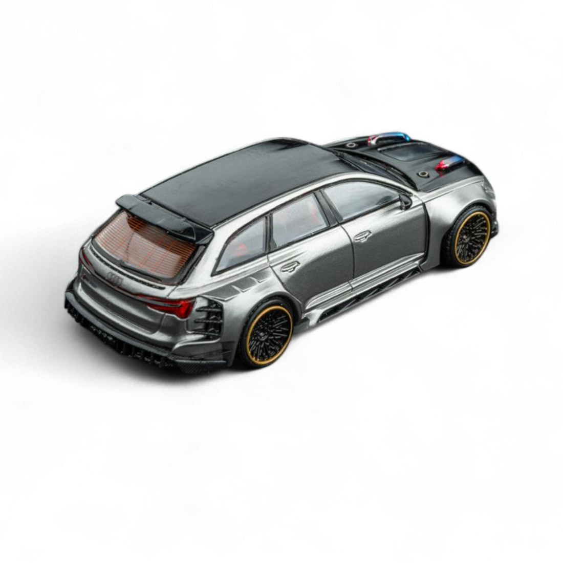 Audi Modified RS6 Wagon Silver/Gray With Ferrari Engine & Openable Hood 1:64 by DCM 3