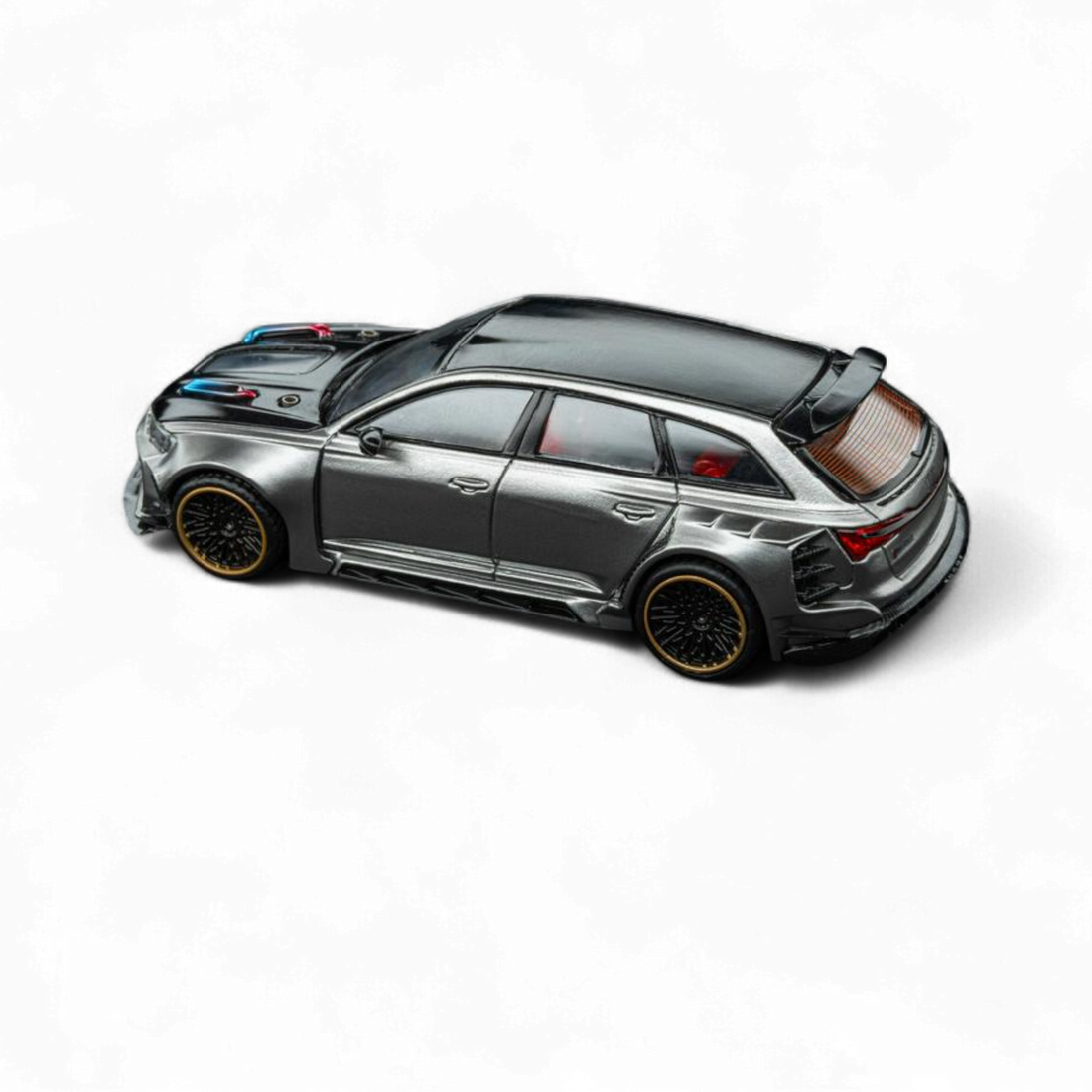 Audi Modified RS6 Wagon Silver/Gray With Ferrari Engine & Openable Hood 1:64 by DCM 4