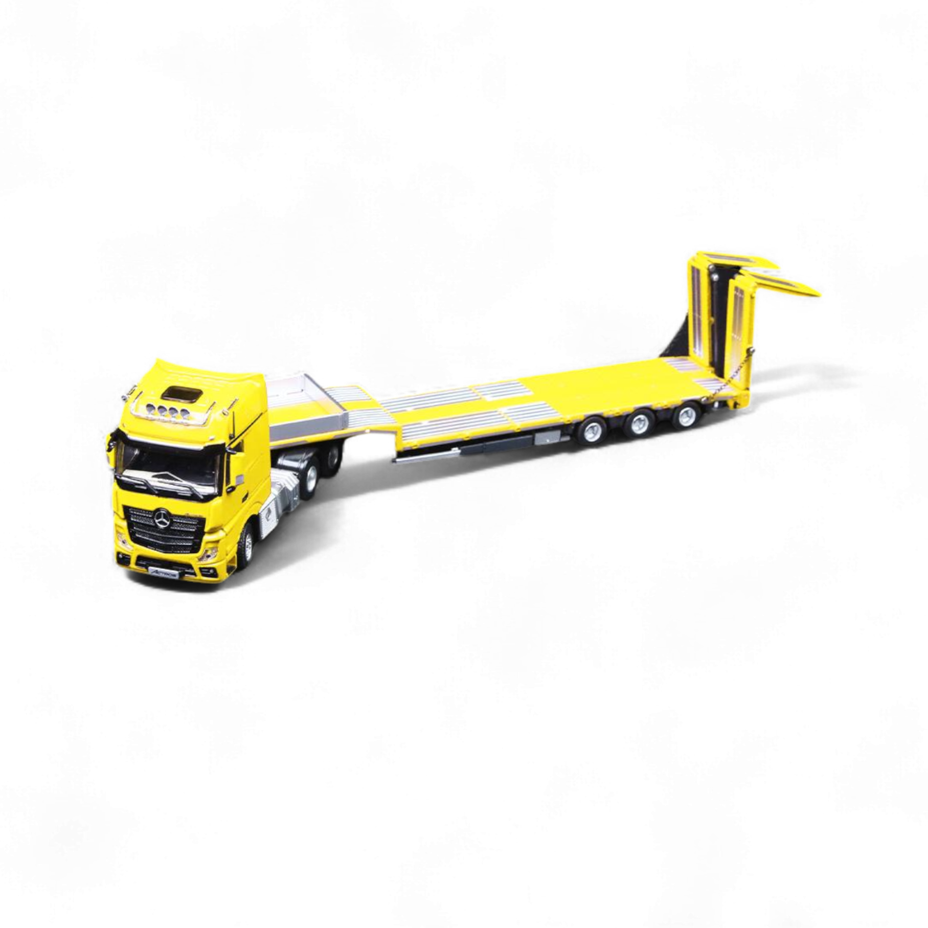 BENZ FLATBED TRANSPORT VEHICLE - Yellow 1/64 by TimeMicro & Perka  2