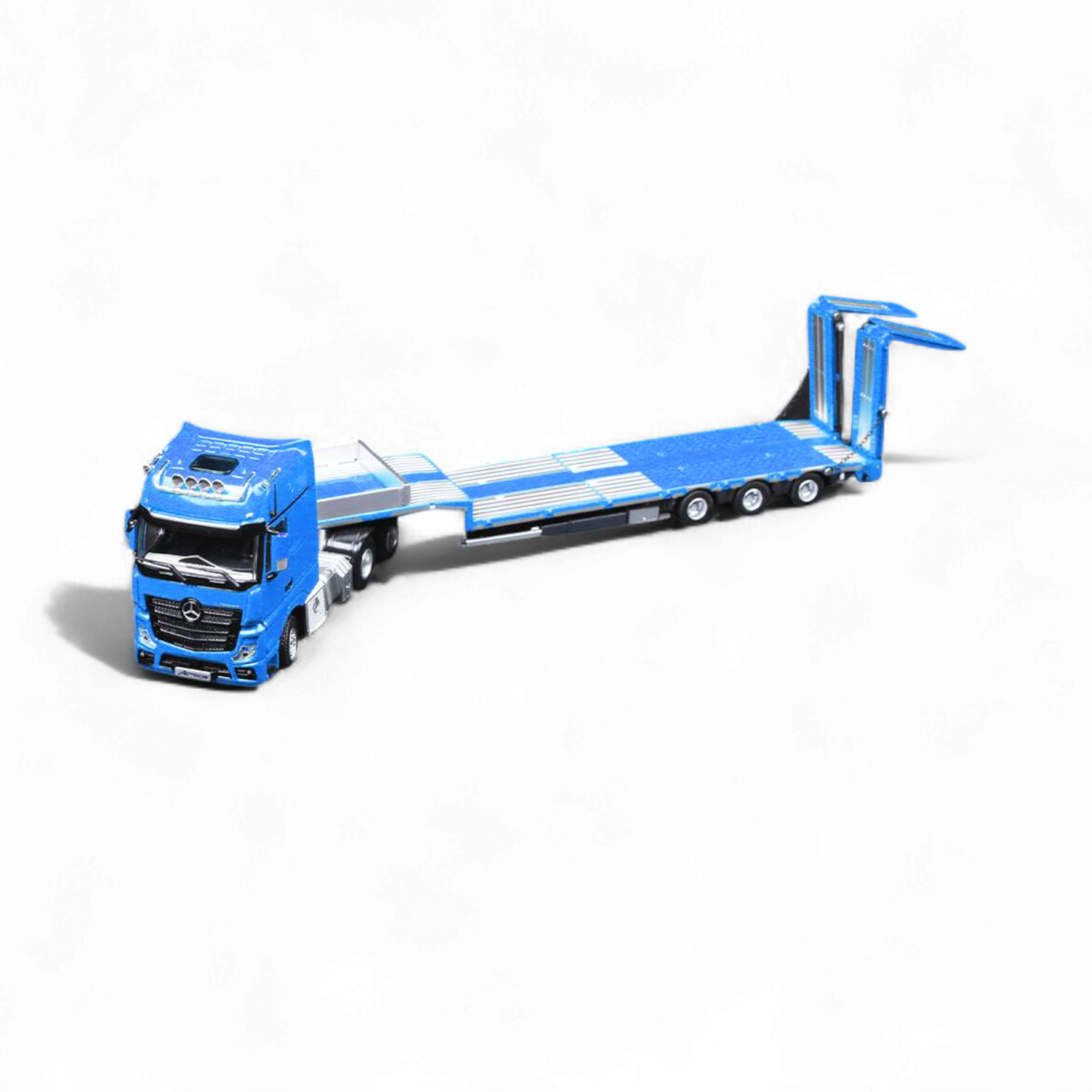 BENZ FLATBED TRANSPORT VEHICLE - Blue 1:64 by TimeMicro & Perka 2