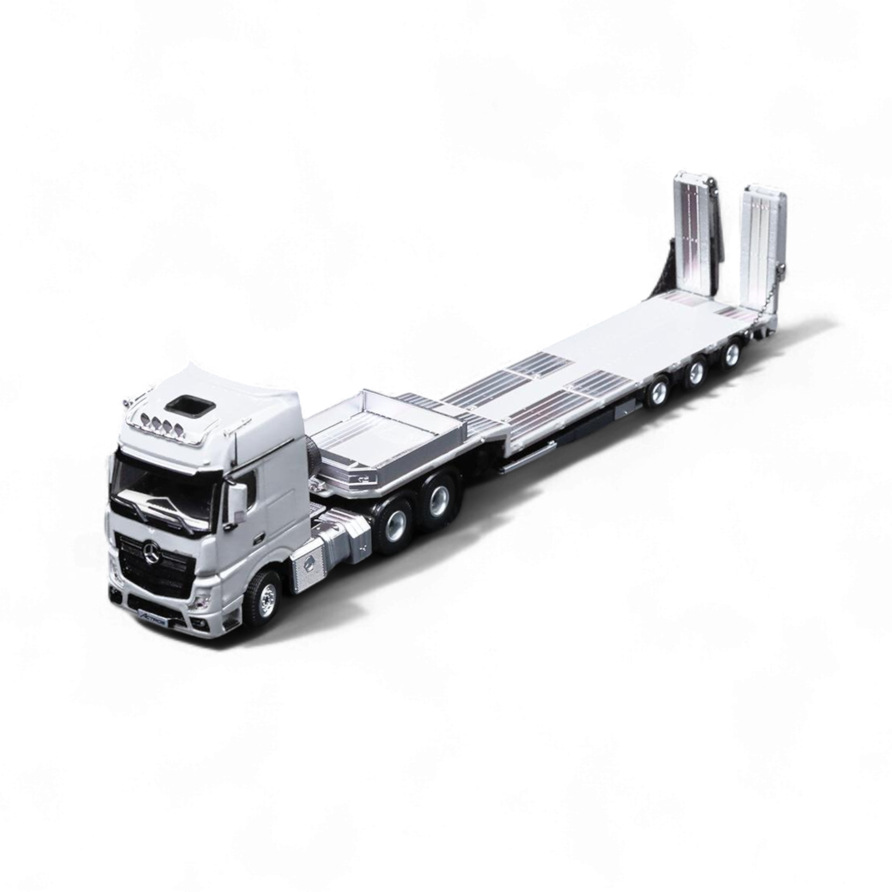 TimeMicro & Perka BENZ FLATBED TRANSPORT VEHICLE - White 1:64 2