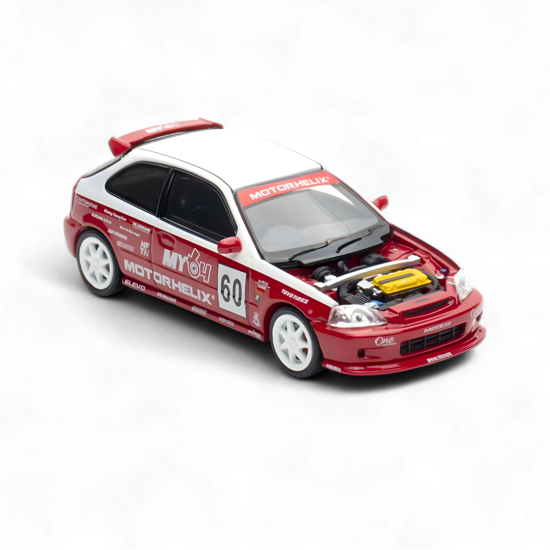 Honda Civic EK9 Malaysia Limited Edition - White - Red 1:64 by Motorhelix 4